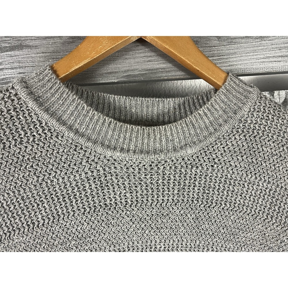 Vintage 90s Structure Sweater Mens XL Gray Crewneck Cotton/Ramie Long Sleeve - Picture 2 of 6